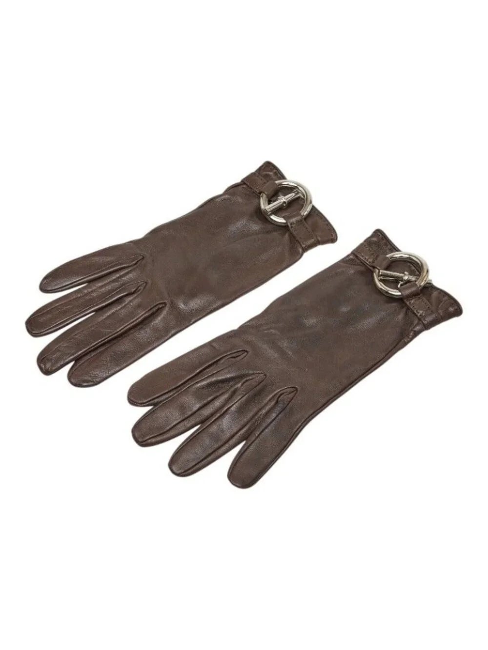 Hermes Chaine D'ancre Gloves 7.5 Brown Leather